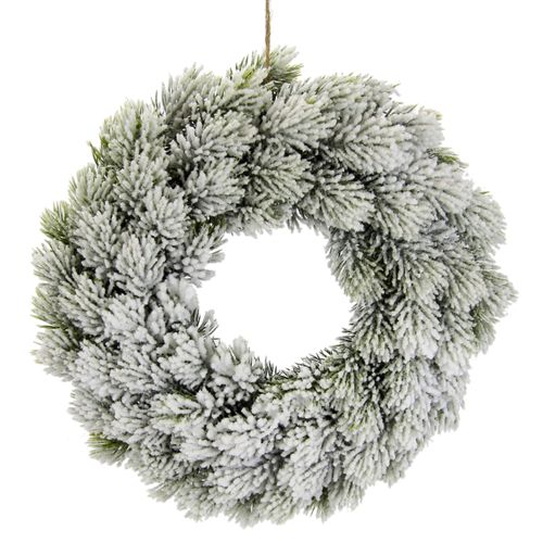 4019844740696 - Kunstkranz IGEA Tannenkranz grün weiß B25cm H6cm L25cm Ø25cm Kunststoff Kunstpflanzen Adventskranz künstlich mit Schnee Weihnachtskranz Türkranz Deko