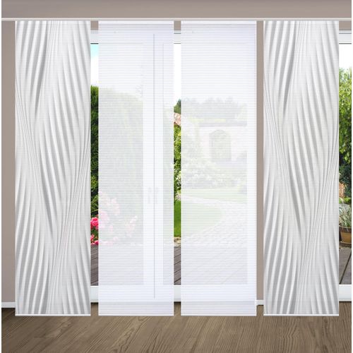 4056751442299 - Schiebegardine HOME IN GREEN RIWELO Gr 1 grau B60cm H245cm Polyester Gardinen SET DIGITALDRUCKBAMBUSOPTIK RECYCELT