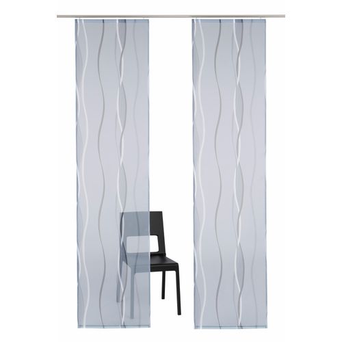 6920192988990 - Schiebegardine MY HOME Dimona Gr 1 grau (silbergrau) B57cm H145cm Voile Polyester Gardinen 2-er Set Fertiggardine mit Befestigungszubehör Wellen
