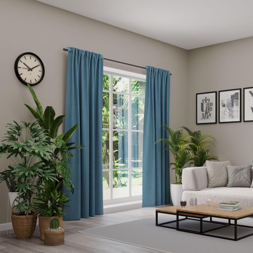 4006470533631 - Vorhang NEUTEX FOR YOU BELMONDO blau (jeansblau) Gardinen 260cm Multifunktionsband 138cm Polyester Uni mit samtiger Oberfläche nach Maß B138cm H260cm