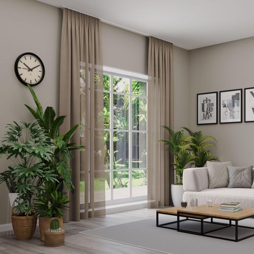 4006470573217 - Vorhang nach Maß NEUTEX FOR YOU EVA braun (hellbraun) B142cm H270cm Obermaterial 100% Polyester Gardinen nach Maß Uni-Voile mit elegantem Glanz