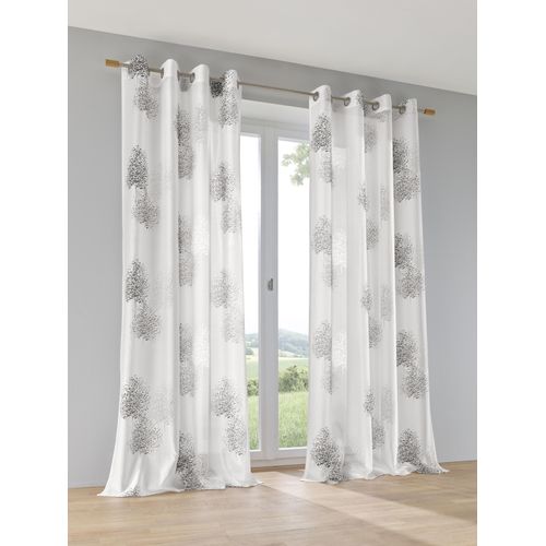 4016478978914 - Vorhang KUTTI Belinda grau (anthrazit) B135cm H175cm Ausbrenner Polyester Viskose Gardinen Gardine halbtransparent Ausbrenner bedruckt Viskose-Polyester