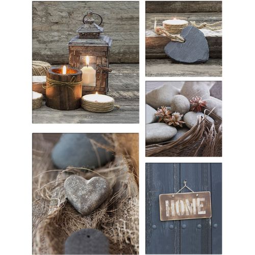 5011583181968 - Leinwandbild ART FOR THE HOME Home braun (farbe bild(er) braun grau) B60cm H70cm Bilder Zuhause SET 5-teilig 80x60 cm