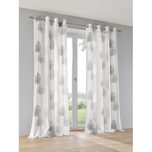 4016478978921 - Vorhang KUTTI Belinda grau (anthrazit) B135cm H225cm Ausbrenner Polyester Viskose Gardinen Gardine halbtransparent Ausbrenner bedruckt Viskose-Polyester