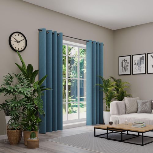 4006470538261 - Vorhang NEUTEX FOR YOU BELMONDO blau (jeansblau) B138cm H230cm Polyester Gardinen Uni mit samtiger Oberfläche nach Maß