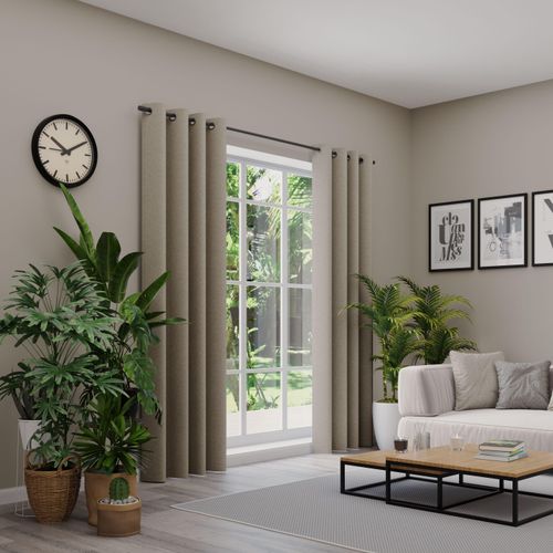 4006470584466 - Vorhang nach Maß NEUTEX FOR YOU ARUBA beige (dunkelbeige) B137cm H175cm Jacquard Obermaterial 100% Polyester Gardinen nach Maß Uni Dimout hochwertige Webstruktur