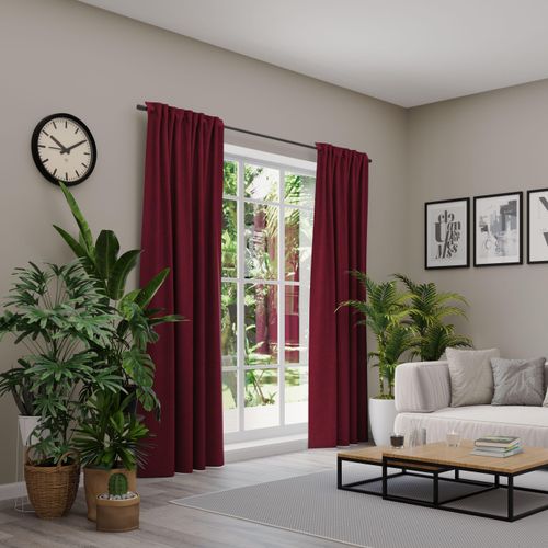 4006470532917 - Vorhang NEUTEX FOR YOU BELMONDO Gardinen Gr 265 cm Multifunktionsband 138 cm rot (bordeaux) Uni mit samtiger Oberfläche nach Maß
