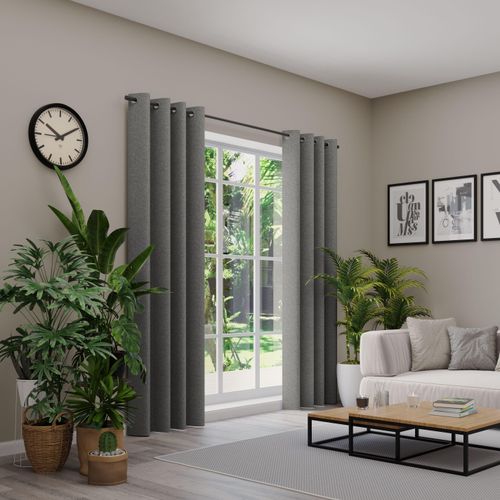 4006470587344 - Vorhang nach Maß NEUTEX FOR YOU ARUBA grau (dunkelgrau) B137cm H160cm Jacquard Obermaterial 100% Polyester Gardinen nach Maß Uni Dimout hochwertige Webstruktur