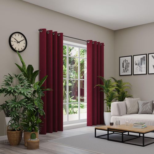 4006470534553 - Vorhang NEUTEX FOR YOU BELMONDO rot (bordeaux) B138cm H185cm Polyester Gardinen Uni mit samtiger Oberfläche nach Maß 4006470534553 - Vorhang NEUTEX FOR YOU BELMONDO rot (bordeaux) B138cm H185cm Polyester Gardinen Uni mit samtiger Oberfläche nach Maß