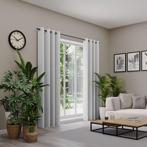 4006470585012 - Vorhang nach Maß NEUTEX FOR YOU ARUBA grau (hellgrau) B137cm H270cm Jacquard Obermaterial 100% Polyester Gardinen nach Maß Uni Dimout hochwertige Webstruktur