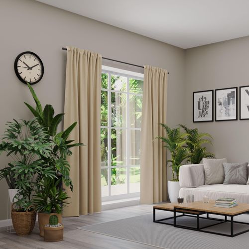 4006470535451 - Vorhang NEUTEX FOR YOU BELMONDO Gardinen Gr 275 cm Multifunktionsband 138 cm beige (leinen) Uni mit samtiger Oberfläche nach Maß