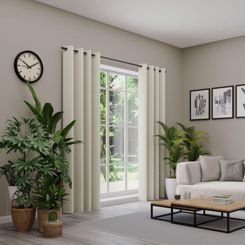 4006470584183 - Vorhang nach Maß NEUTEX FOR YOU ARUBA beige B137cm H255cm Jacquard Obermaterial 100% Polyester Gardinen nach Maß Uni Dimout hochwertige Webstruktur