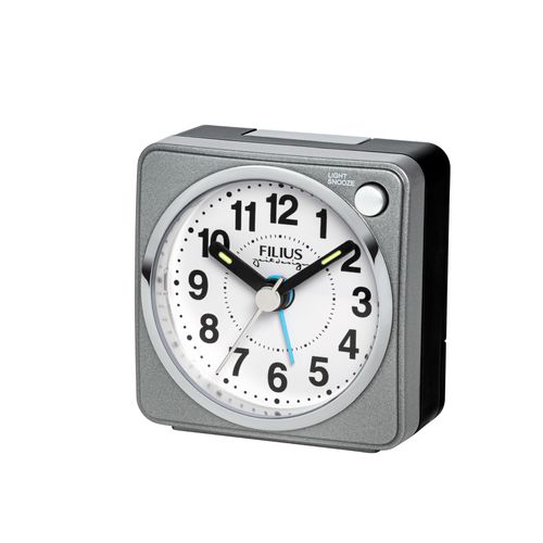 4045346126829 - Quarzwecker FILIUS ZEITDESIGN grau Wecker Wecker Reisewecker Schlafzimmer Leuchtzeigerschleichende Sekunde
