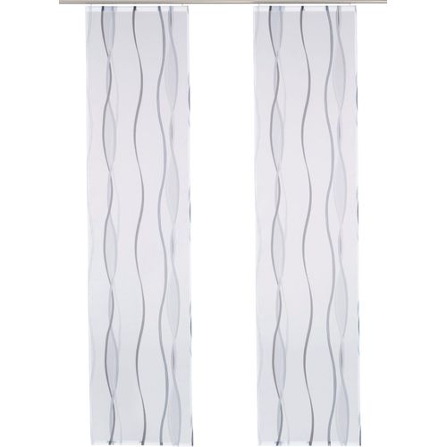 6920192989478 - Schiebegardine MY HOME Dimona Gr 1 weiß (weiß silbergrau) B57cm H145cm Voile Polyester Gardinen 2-er Set Fertiggardine mit Befestigungszubehör Wellen Topseller