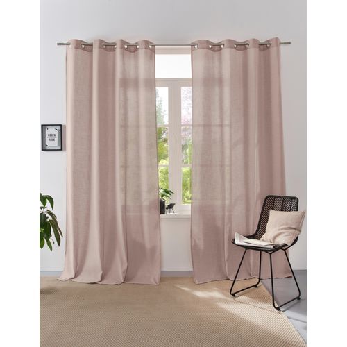 4068222481829 - Vorhang Linsdorf Gr 1 grau (taupe) B140cm H160cm Polyester HOME AFFAIRE COLLECTION Gardinen Leinenstruktur halbtransparent