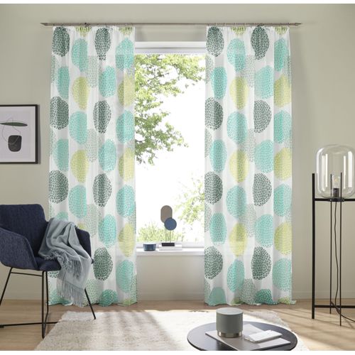 6920192963911 - Gardine MY HOME Belem Gr 2 grün B140cm H175cm Voile Polyester Gardinen 1 bzw 2 Schals Vorhang Fertiggardine Kreise 6920192963911 - Gardine MY HOME Belem Gr 2 grün B140cm H175cm Voile Polyester Gardinen 1 bzw 2 Schals Vorhang Fertiggardine Kreise