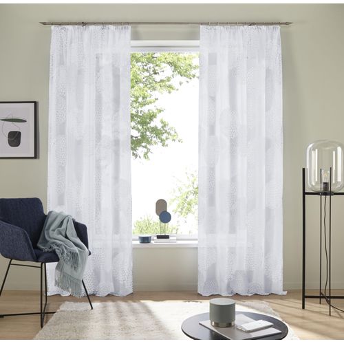 4067602829534 - Gardine MY HOME Belem Gr 3 weiß B140cm H225cm Voile Polyester Gardinen 1 bzw 2 Schals Vorhang Fertiggardine Kreise 4067602829534 - Gardine MY HOME Belem Gr 3 weiß B140cm H225cm Voile Polyester Gardinen 1 bzw 2 Schals Vorhang Fertiggardine Kreise