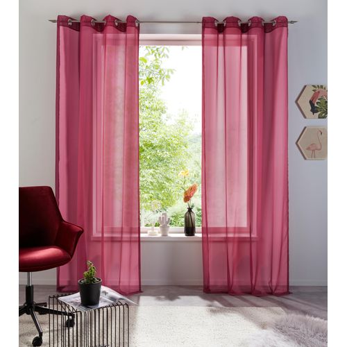 6941446606156 - Gardine MY HOME XANA mit Ösen Kräuselband oder Schlaufen Gr 3 rot (bordeaux) B145cm H225cm Voile Polyester Gardinen Bestseller einfarbig 1 bzw 2 Schals pflegeleicht Schal