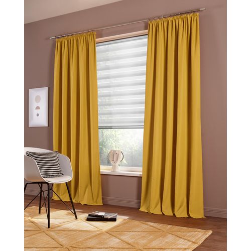 6941446626277 - Vorhang MY HOME Raja Gardinen mit Kräuselband Vorhänge Wohnzimmer Gr 1 grau (messingfarben) B140cm H145cm Polyester Recyceltes Material Gardinen 2er-Set Bestseller einfarbig modern pflegeleicht Mikrofaser