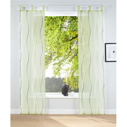 6920192989058 - Schiebegardine MY HOME Dimona Gr 1 grün B57cm H145cm Voile Polyester Gardinen 2er-Set Fertiggardine inkl Beschwerungsstange Wellen