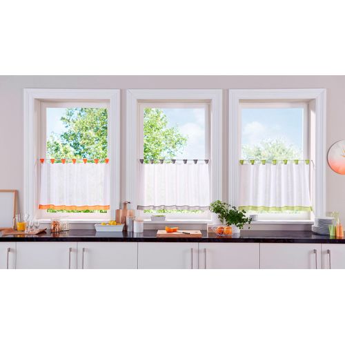 6930325413190 - Scheibengardine MY HOME Bitola Gr 1 grau B90cm H30cm Voile Polyester Gardinen Fertiggardine transparent