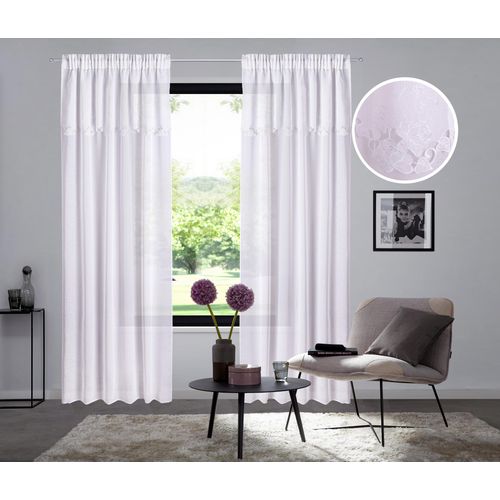 4068222499503 - Gardine HOME AFFAIRE Riedbach Gr 1 weiß (blanc) B130cm H145cm Polyester Polyester Gardinen mit floraler Bordüre