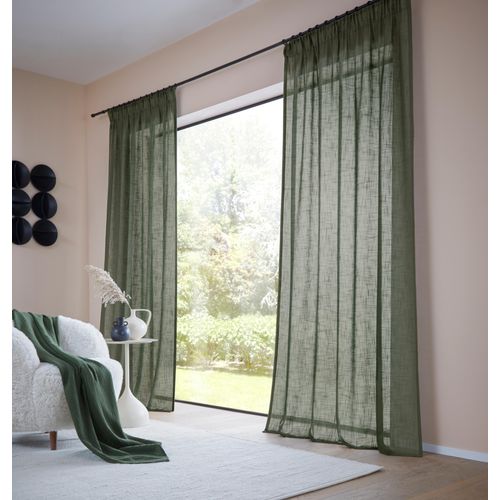 4068222539049 - Gardine LEGER HOME BY LENA GERCKE Marusha Gardinen Gr 145 cm Multifunktionsband 140 cm grün (dunkelgrün) 1 Schal Leinenoptik gewebt verschiedene Größen