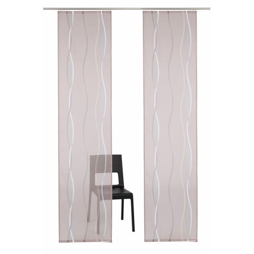 6920192988877 - Schiebegardine MY HOME Dimona Gr 1 grau (taupe) B57cm H145cm Voile Polyester Gardinen 2-er Set Fertiggardine mit Befestigungszubehör Wellen
