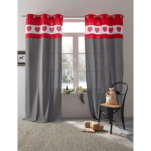 4068222451747 - Gardine HOME AFFAIRE Holly Gr 3 rot B110cm H225cm Baumwolle (Bio-Baumwolle) Gardinen