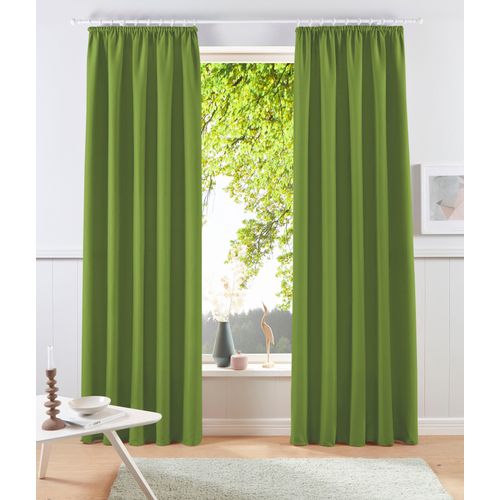 6941446626215 - Vorhang MY HOME Raja Gardinen mit Kräuselband Vorhänge Wohnzimmer Gr 1 grün B140cm H145cm Polyester Recyceltes Material Gardinen 2er-Set Bestseller einfarbig modern pflegeleicht Mikrofaser