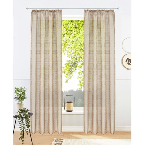 4068222400646 - Gardine BRUNO BANANI Linus Gr 2 grau (taupe) B130cm H175cm Polyester Gardinen 1 Schal eingewebte Querstreifen verschiedene Größen
