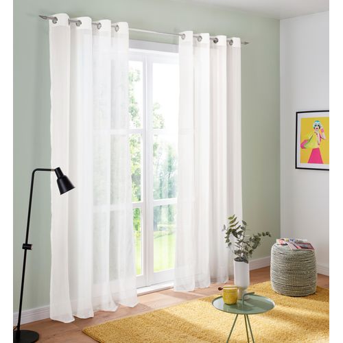 6930325401982 - Gardine MY HOME Malin Gr 1 weiß (wollweiß) B140cm H145cm Voile Polyester Gardinen halbtransparent Gardine 2-er Set Topseller 6930325401982 - Gardine MY HOME Malin Gr 1 weiß (wollweiß) B140cm H145cm Voile Polyester Gardinen halbtransparent Gardine 2-er Set Topseller