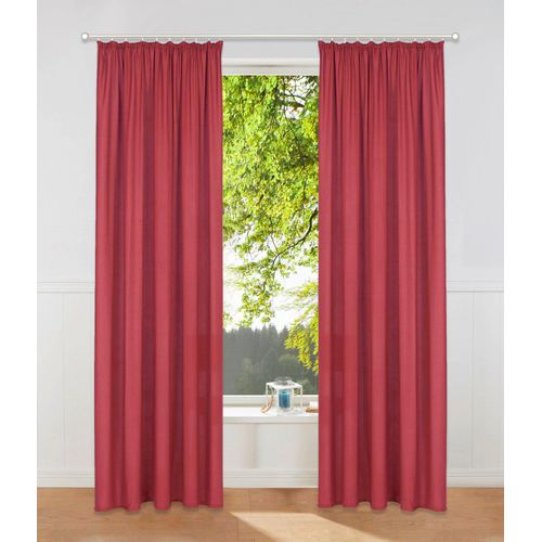 6941446626512 - Vorhang MY HOME Raja Gardinen mit Kräuselband Vorhänge Wohnzimmer Gr 1 rot B140cm H145cm Polyester Recyceltes Material Gardinen 2er-Set Bestseller einfarbig modern pflegeleicht Mikrofaser