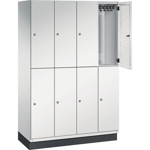 4059369448431 - Doppelstock-Spind Cambio 4 Abteile Korpus lichtgrau   Stahlblech-Tür lichtgrau Breite 1200 mm