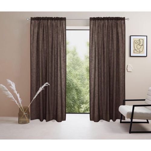 4068222539018 - Gardine LEGER HOME BY LENA GERCKE Marusha Gardinen Gr 175 cm Stangendurchzug 140 cm braun 1 Schal Leinenoptik gewebt verschiedene Größen