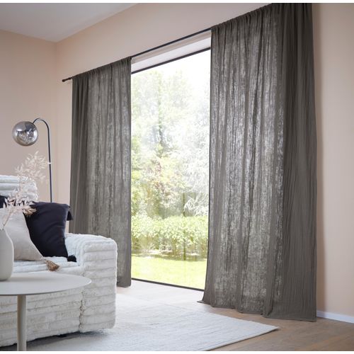 4068222577713 - Gardine LEGER HOME BY LENA GERCKE Hevin Musselin Vorhang blickdichte Gardine Gardinen Gr 175 cm Stangendurchzug 130 cm grau (anthrazit) natürliche moderne Gardine in schönem Musselin Look