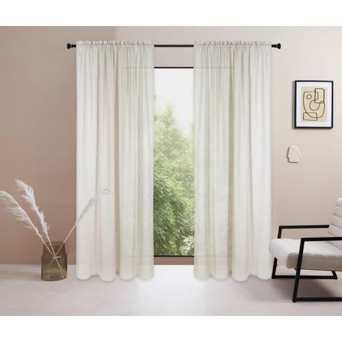 6941446620312 - Gardine LEGER HOME BY LENA GERCKE Marusha Gardinen Gr 145 cm Stangendurchzug 140 cm beige (cream) Stangendurchzug halbtransparent Leinenoptik gewebt verschiedene Größen Bestseller