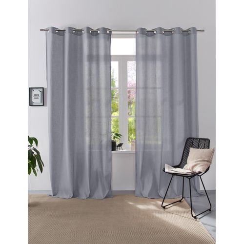 4068222337393 - Vorhang Linsdorf Gr 1 grau B140cm H160cm Polyester HOME AFFAIRE COLLECTION Gardinen Leinenstruktur halbtransparent Topseller