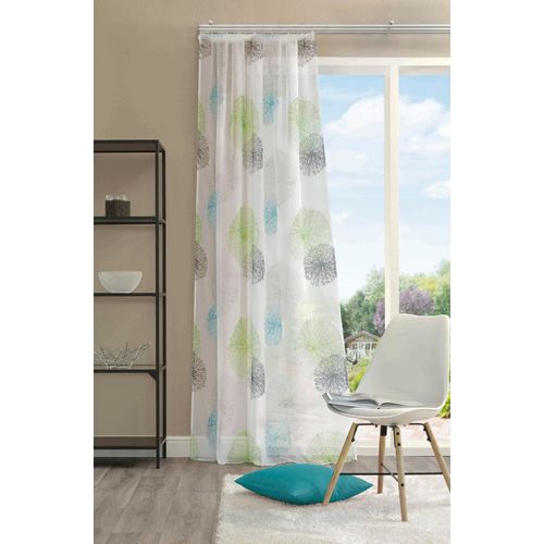 4056751289511 - Vorhang HOME WOHNIDEEN RAWLINS Gardinen Gr 145 cm Schlaufen 140 cm grün Schlaufen Gardine Schal aus Voile bedruckt