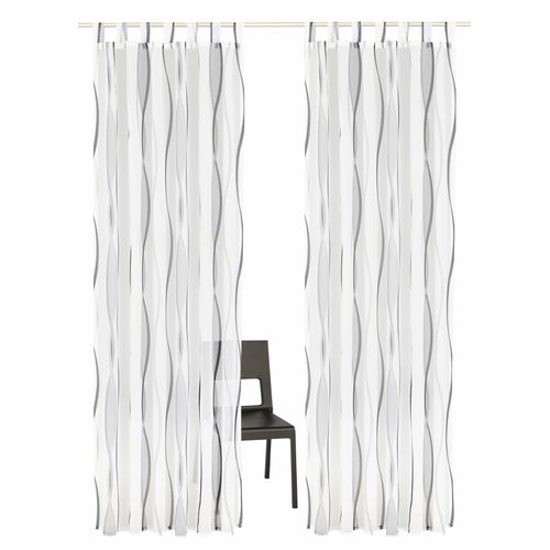 6920192997398 - Gardine MY HOME DIMONA Gardinen Gr 145 cm Schlaufen 140 cm weiß (weiß silbergrau) Schlaufen Gardine 2-er Set transparent Voile Polyester