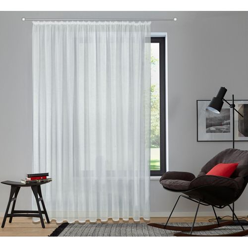 6941446610955 - Gardine MY HOME Dolly Gardinen Gr 100 cm Kräuselband 300 cm grau (hellgrau) Fertiggardine Fertigstore Gardine Gardinenstore Langstore Kräuselband Store