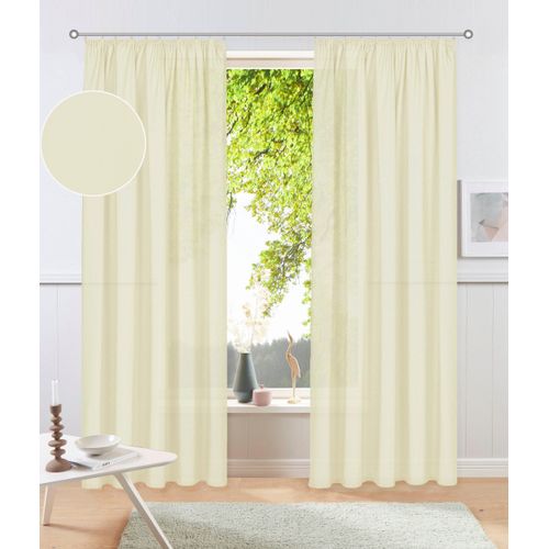 6941446626093 - Vorhang MY HOME Raja Gardinen mit Kräuselband Vorhänge Wohnzimmer Gr 1 beige (champagner) B140cm H145cm Polyester Recyceltes Material Gardinen 2er-Set Bestseller einfarbig modern pflegeleicht Mikrofaser Topseller