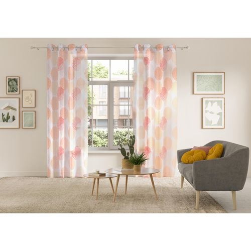 6941446601854 - Gardine MY HOME BELEM Gardinen Gr 145 cm Ösen 140 cm orange Ösen Gardine 1 Schal Voile Polyester Kreise