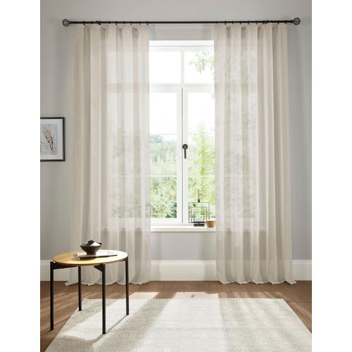 6941446602417 - Gardine ANDAS Fiete Gardinen Gr 145 cm Kräuselband 140 cm beige Kräuselband Gardine Leinen Optik Sichtschutz halbtransparent einfarbig Leinenoptik