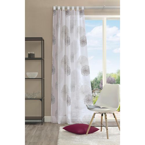 4056751289542 - Vorhang HOME WOHNIDEEN RAWLINS Gardinen Gr 145 cm Schlaufen 140 cm grau Schlaufen Gardine Schal aus Voile bedruckt