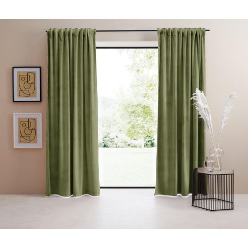 4067602538085 - Vorhang LEGER HOME BY LENA GERCKE Samt Ladina Gardinen Gr 145 cm Multifunktionsband 140 cm grün Esszimmergardinen blickdicht gewebt verschiedene Größen