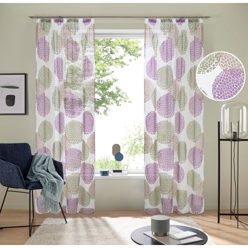 4068223588299 - Gardine MY HOME Belem Gr 1 beige B140cm H145cm Voile Polyester Gardinen 1 bzw 2 Schals Vorhang Fertiggardine Kreise