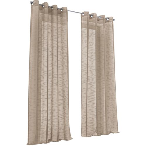 4016478991579 - Vorhang KUTTI Celtic Gr 1 grau (taupe) B140cm H145cm Polyester Gardinen Gardine halbtransparent Leinenoptik Effektgarn