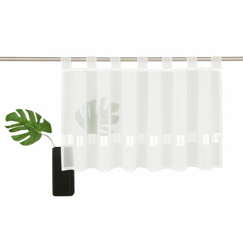6930325418560 - Scheibengardine MY HOME EBY Gr 1 weiß B90cm H30cm Voile Polyester Gardinen Fertiggardine mit einseitig aufgenähtem Satinband Querstreifen