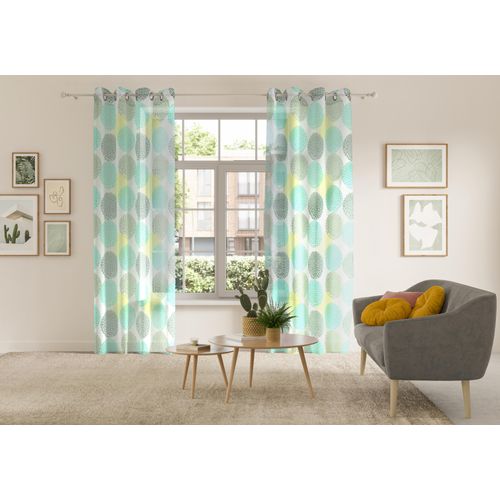 6941446601687 - Gardine MY HOME BELEM Gr 2 grün B140cm H175cm Polyester Polyester Gardinen 1 Schal Polyester Kreise